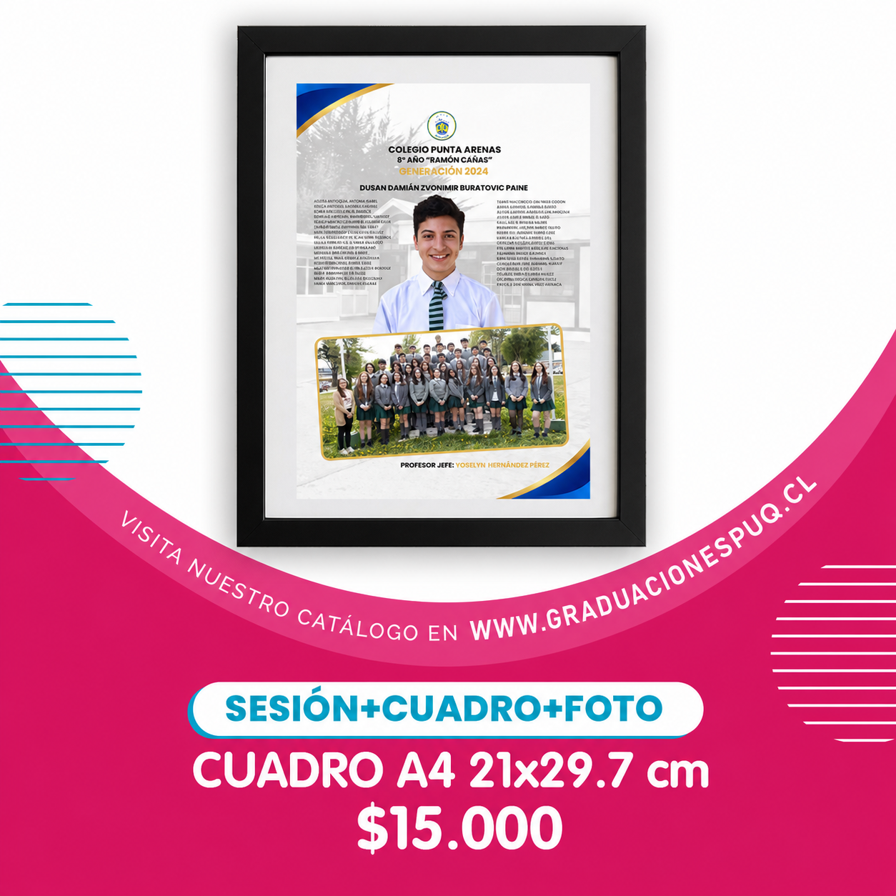Sesión, cuadro y foto A4 de graduación